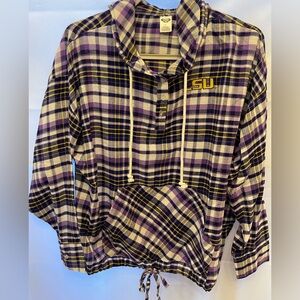 LSU Tigers Hooded Flannel Pullover | Purple & Gold | Size L | Like New